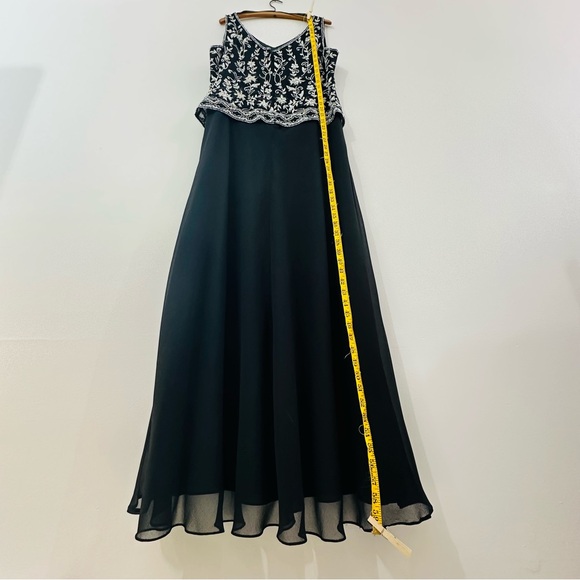 J Kara Formal Maxi Beaded Black Dress Size 14 Sleeveless Prom Gala HoCo Wedding - Picture 4 of 7